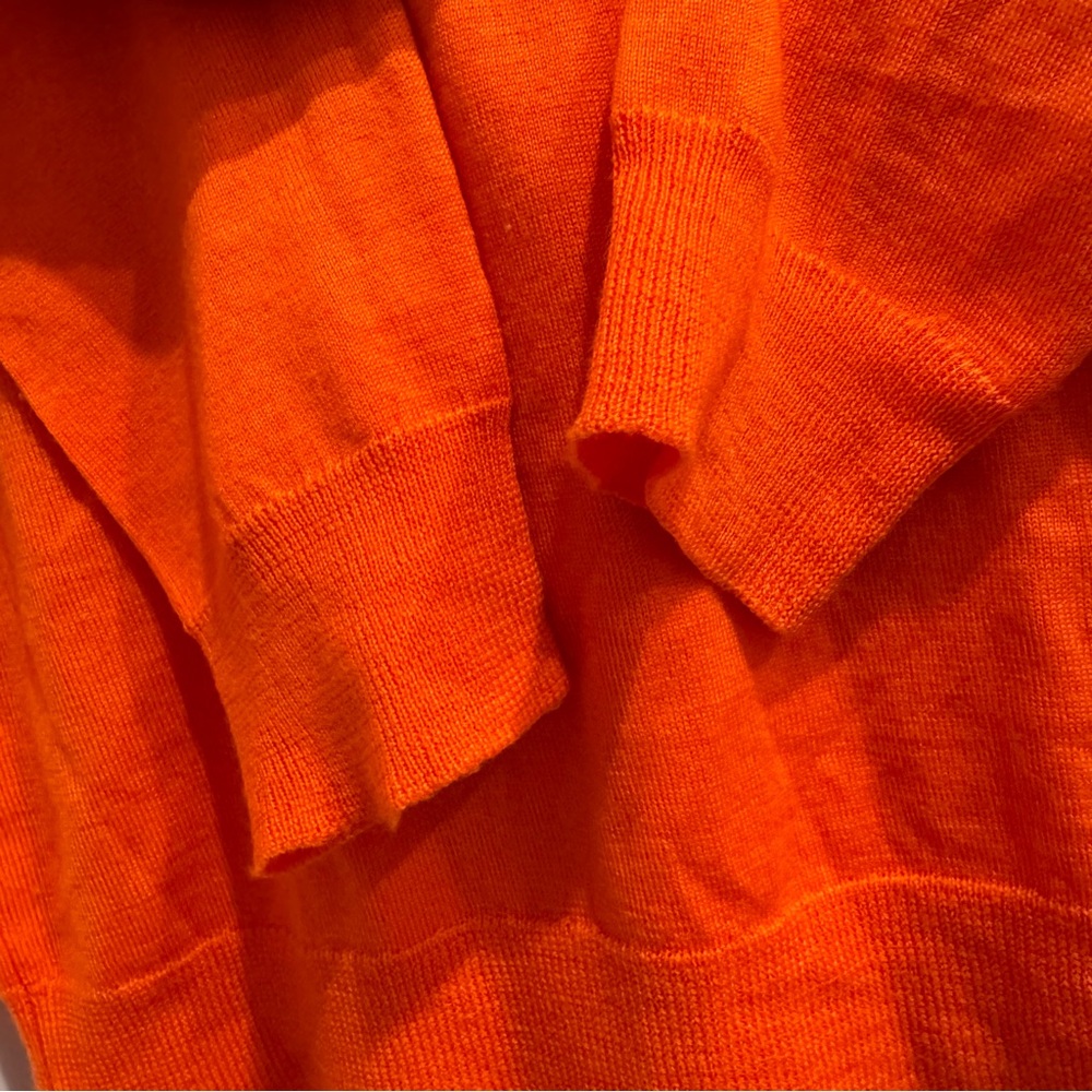 J. Crew Womens Merino Wool Cotton Blend Sweater Crew Neck Sz M Orange 3/4 Sleeve - Picture 6 of 9